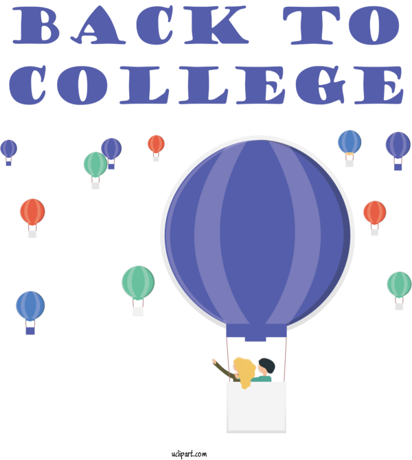 Free School Hot Air Balloon Design Balloon For Back To College Clipart Transparent Background