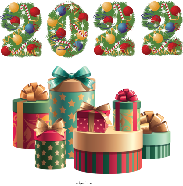 Free Holidays New Year Christmas Day Christmas Gift For New Year 2022 Clipart Transparent Background
