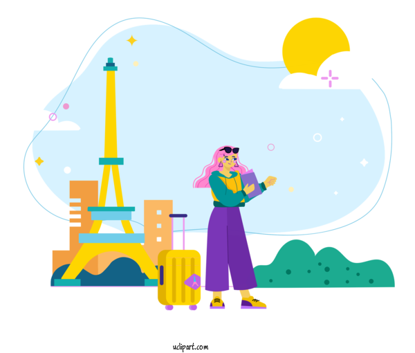 Free Activities Eiffel Tower Drawing Cartoon For Traveling Clipart Transparent Background