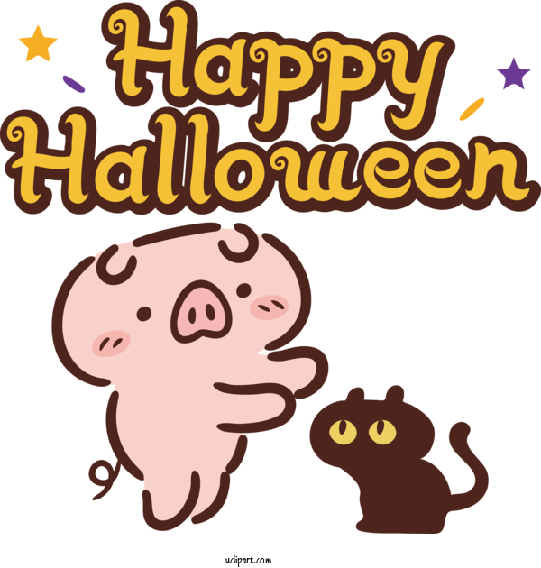 Free Holidays Cat Cartoon Happiness For Halloween Clipart Transparent Background