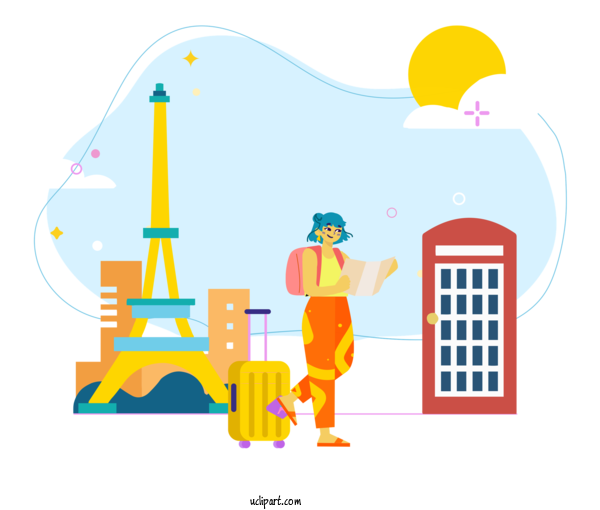 Free Activities Cartoon Eiffel Tower Drawing For Traveling Clipart Transparent Background