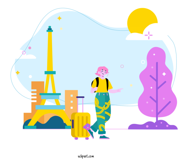 Free Activities Eiffel Tower Cartoon Drawing For Traveling Clipart Transparent Background