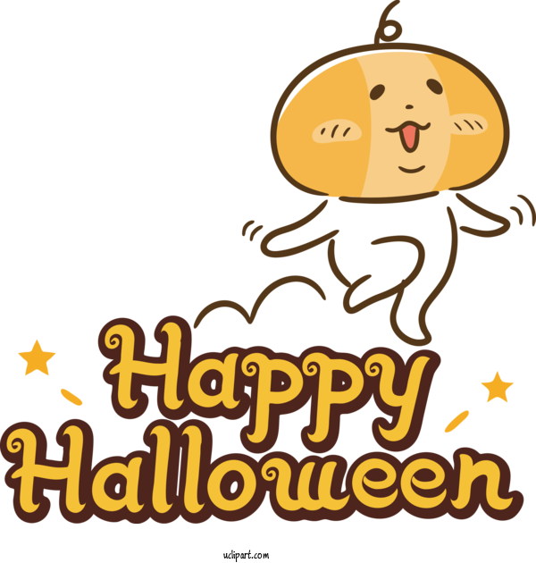 Free Holidays Cartoon Yellow Happiness For Halloween Clipart Transparent Background