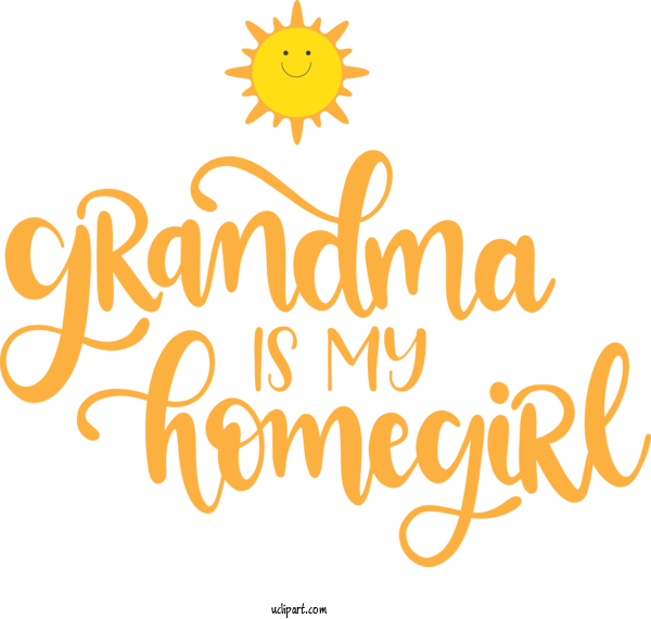 Free Holidays Logo Yellow Text For Grandparents Day Clipart Transparent Background