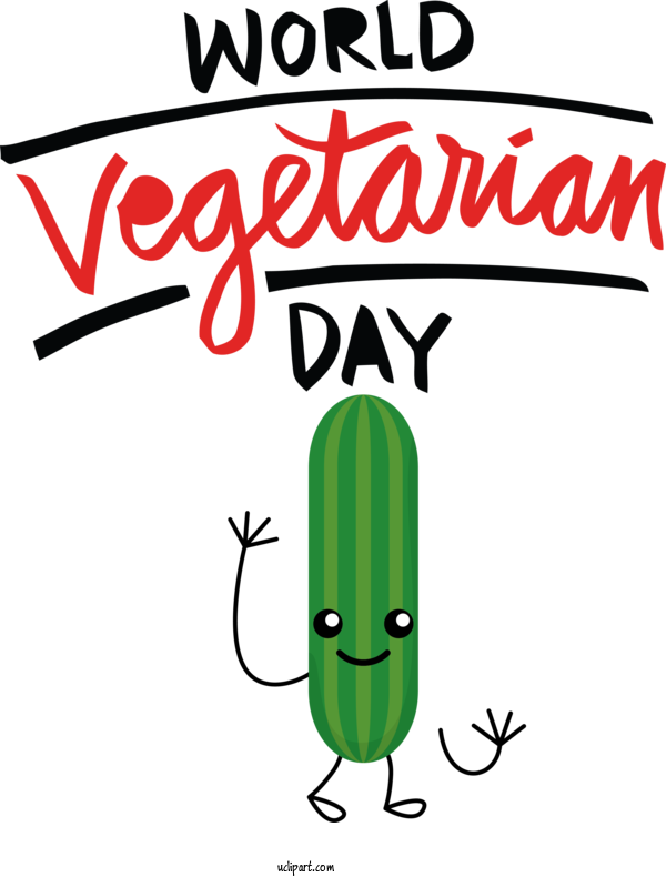 Free Holidays Cartoon Green Line For World Vegetarian Day Clipart Transparent Background