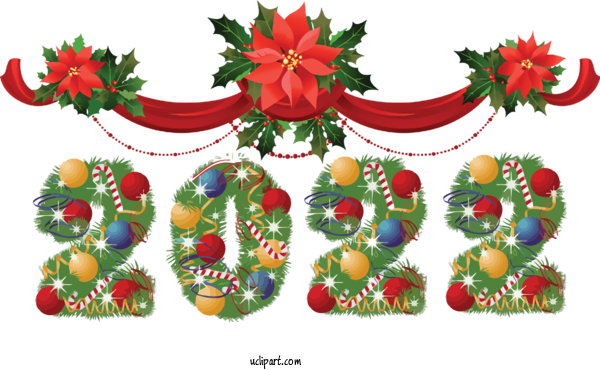 Free Holidays Floral Design Flower Christmas Day For New Year 2022 Clipart Transparent Background
