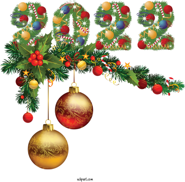 Free Holidays New Year Christmas Day Christmas Decoration For New Year 2022 Clipart Transparent Background