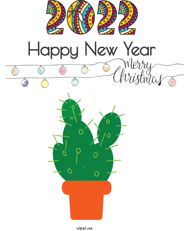 Free Holidays Cactus Leaf Flowerpot For New Year 2022 Clipart Transparent Background