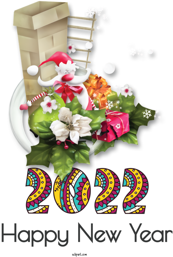 Free Holidays Flower Cut Flowers Design For New Year 2022 Clipart Transparent Background