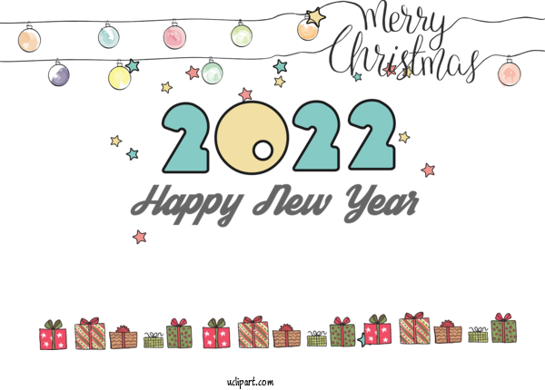 Free Holidays Cartoon Design Line For New Year 2022 Clipart Transparent Background