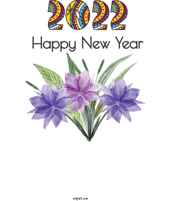 Free Holidays Flower Floral Design Design For New Year 2022 Clipart Transparent Background