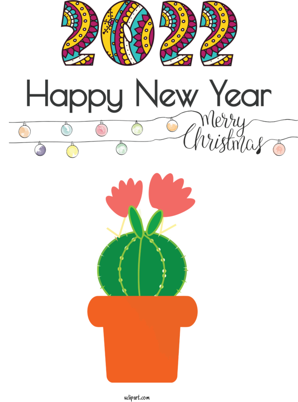 Free Holidays Flower Flowerpot Design For New Year 2022 Clipart Transparent Background