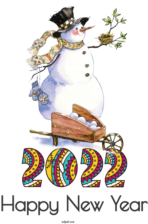 Free Holidays Snowman Christmas Day Drawing For New Year 2022 Clipart Transparent Background