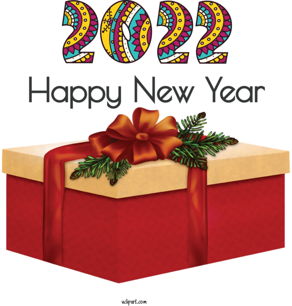 Free Holidays Gift Font Box For New Year 2022 Clipart Transparent Background