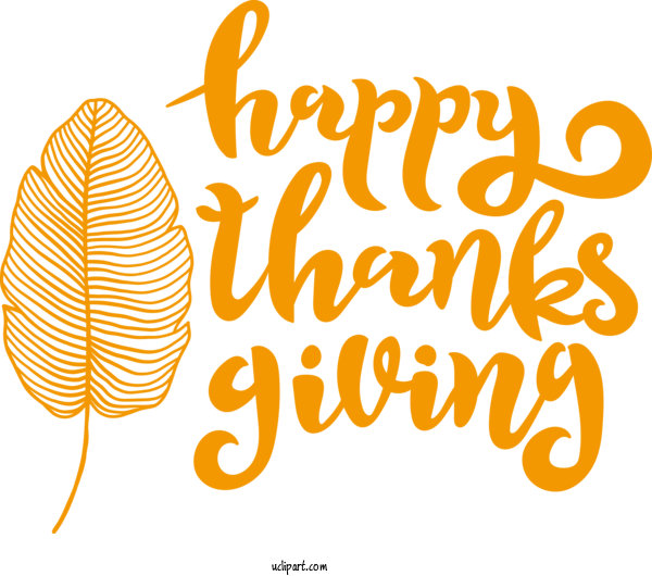Free Holidays Logo Calligraphy Yellow For Thanksgiving Clipart Transparent Background