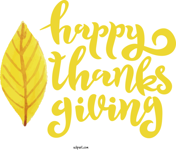 Free Holidays Leaf Calligraphy Yellow For Thanksgiving Clipart Transparent Background