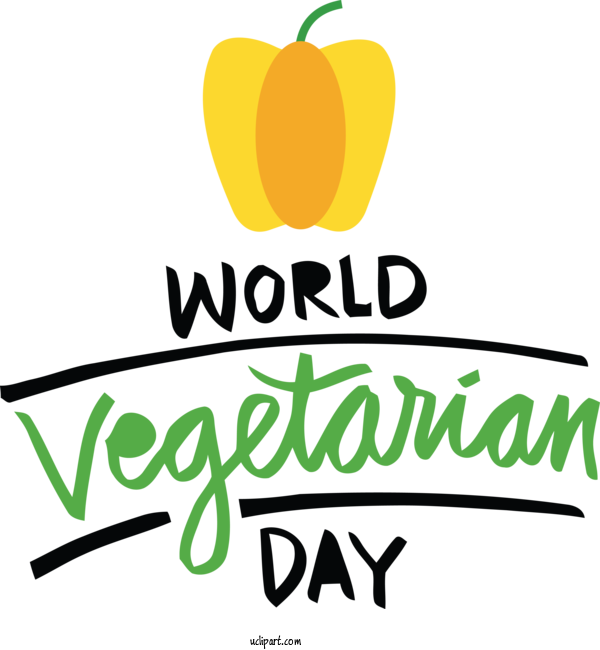 Free Holidays Logo Design Yellow For World Vegetarian Day Clipart Transparent Background