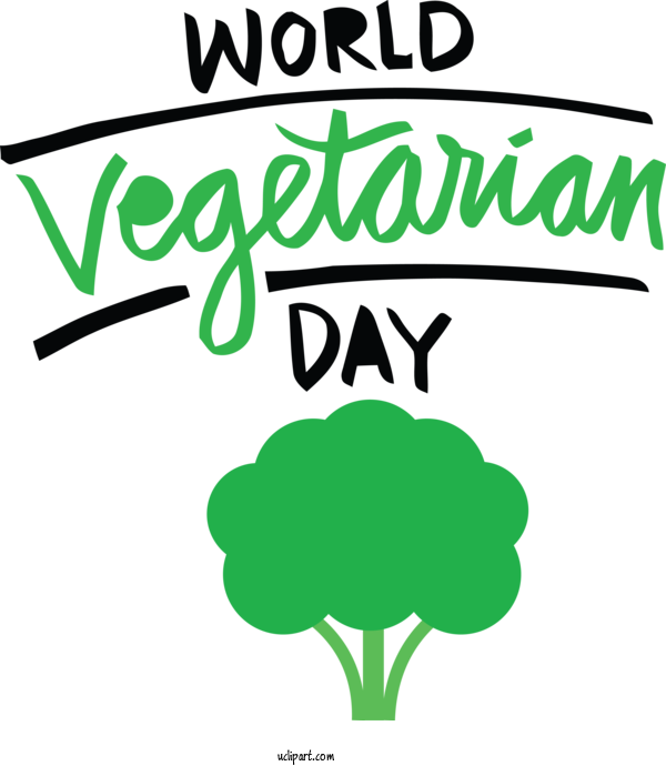 Free Holidays Leaf Plant Stem Logo For World Vegetarian Day Clipart Transparent Background