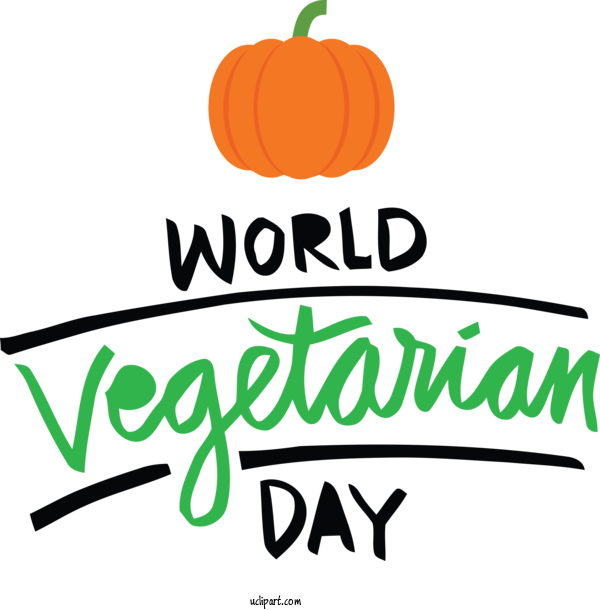 Free Holidays Logo Pumpkin Plant For World Vegetarian Day Clipart Transparent Background