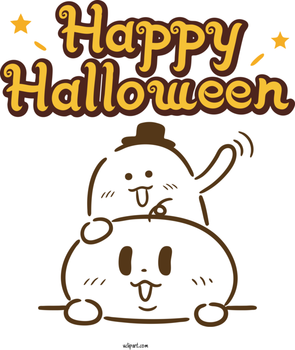 Free Holidays Cartoon Black And White Happiness For Halloween Clipart Transparent Background