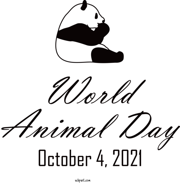Free Holidays Black And White Design Line Art For World Animal Day Clipart Transparent Background