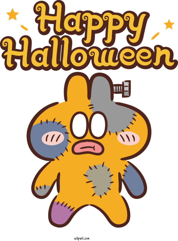 Free Holidays Cartoon Yellow Smiley For Halloween Clipart Transparent Background