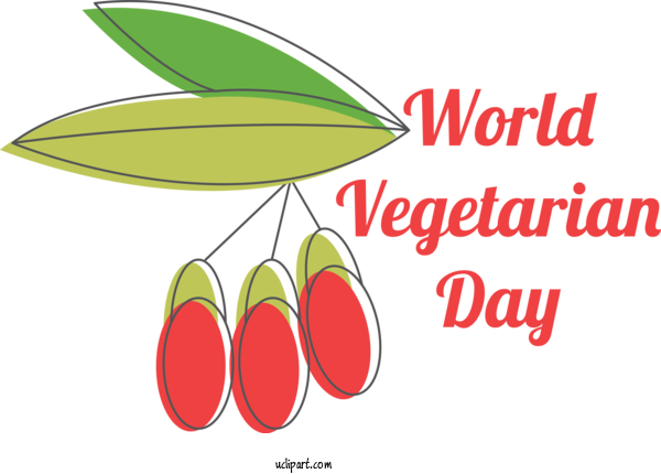 Free Holidays Design Logo Leaf For World Vegetarian Day Clipart Transparent Background