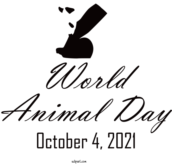 Free Holidays Logo Calligraphy Line For World Animal Day Clipart Transparent Background