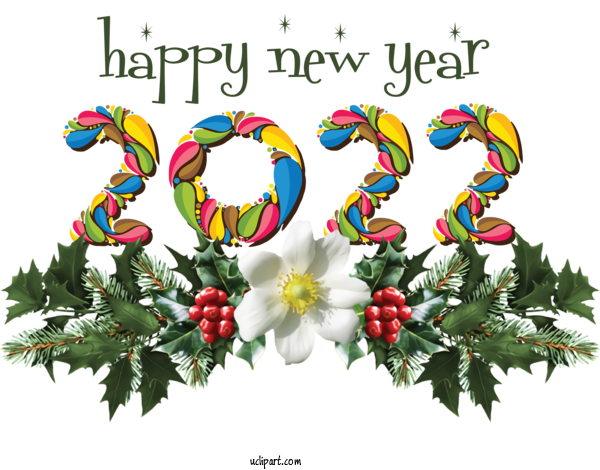 Free Holidays Floral Design Flower Design For New Year 2022 Clipart Transparent Background