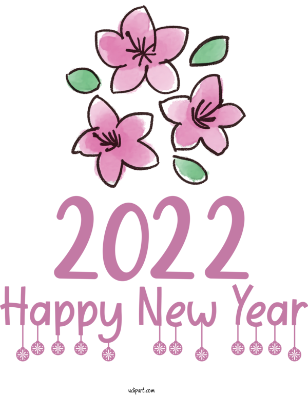 Free Holidays Floral Design Design Herbaceous Plant For New Year 2022 Clipart Transparent Background