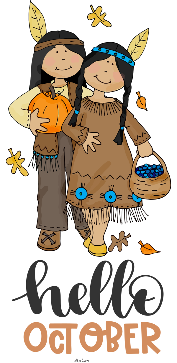Free Nature Drawing Cartoon American Indian Group For Autumn Clipart Transparent Background