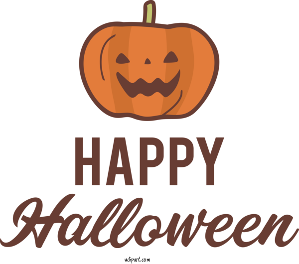 Free Holidays Cartoon Jack O' Lantern Logo For Halloween Clipart Transparent Background