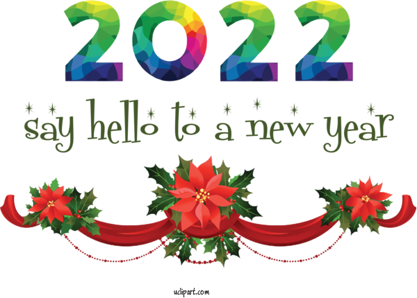Free Holidays Poinsettia Christmas Day Garland For New Year 2022 Clipart Transparent Background