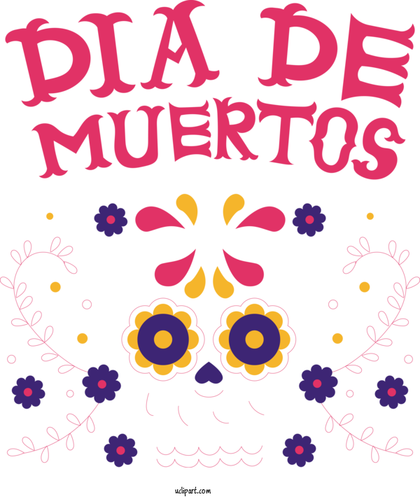 Free Holidays Design Floral Design Line For Day Of The Dead Clipart Transparent Background
