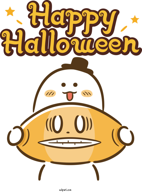 Free Holidays Cartoon Smiley Line For Halloween Clipart Transparent Background