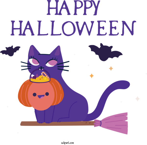 Free Holidays Cat Cat Like Whiskers For Halloween Clipart Transparent Background