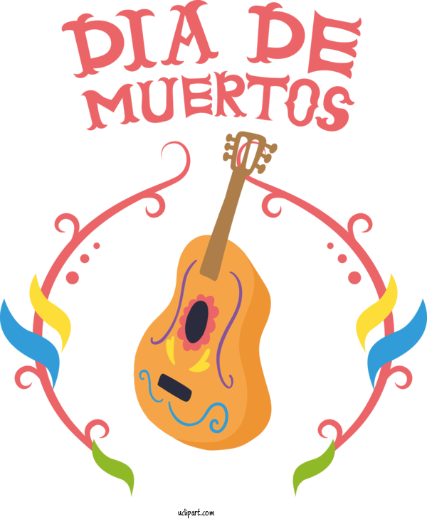 Free Holidays Guitar Accessory Cartoon Guitar For Day Of The Dead Clipart Transparent Background
