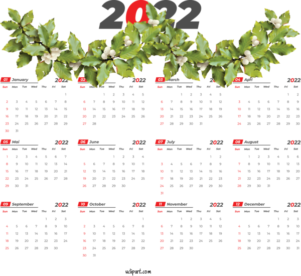 Free Life Design Calendar System Font For Yearly Calendar Clipart Transparent Background