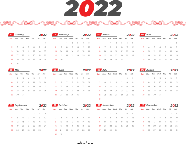 Free Life Text Calendar System Template For Yearly Calendar Clipart Transparent Background