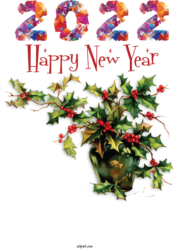 Free Holidays Common Holly Mistletoe Christmas Day For New Year 2022 Clipart Transparent Background