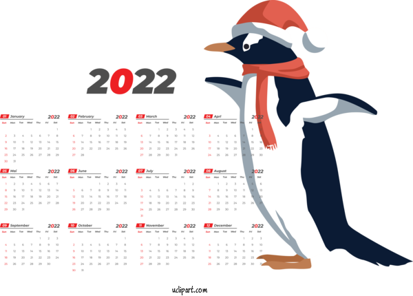 Free Life Penguins Design Cartoon For Yearly Calendar Clipart Transparent Background