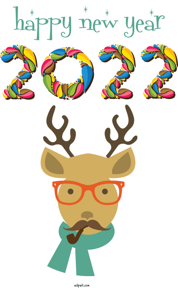 Free Holidays Reindeer Design Renesmee For New Year 2022 Clipart Transparent Background