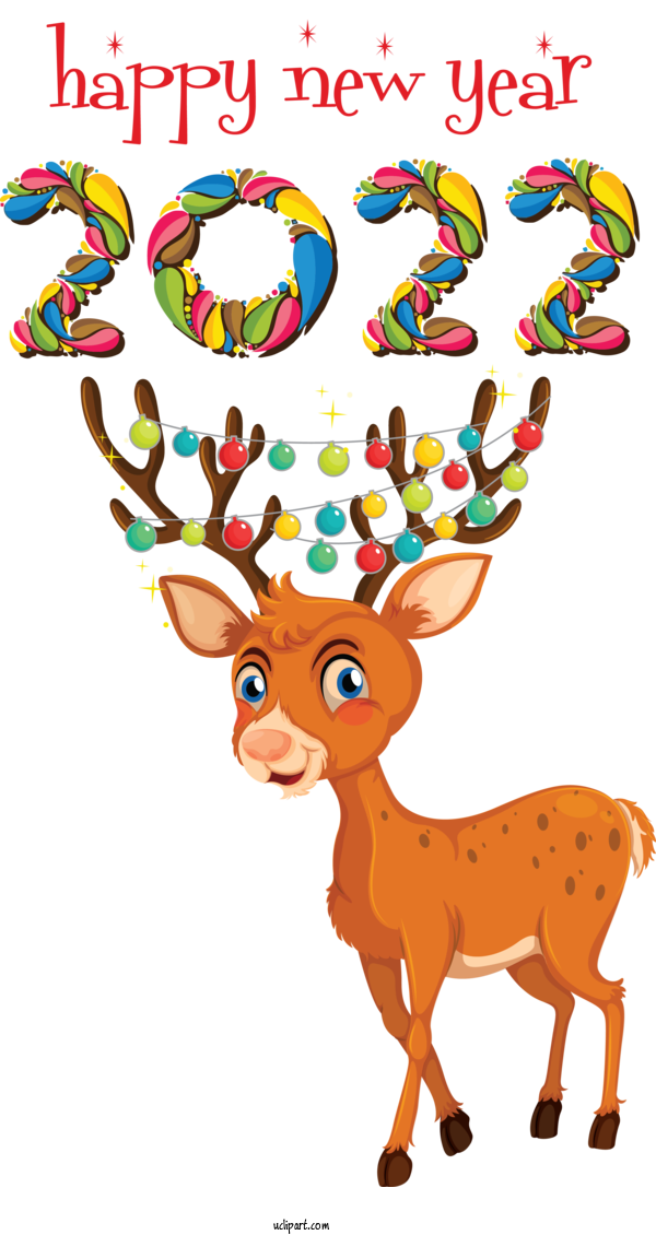 Free Holidays Deer Reindeer Rudolph For New Year 2022 Clipart Transparent Background