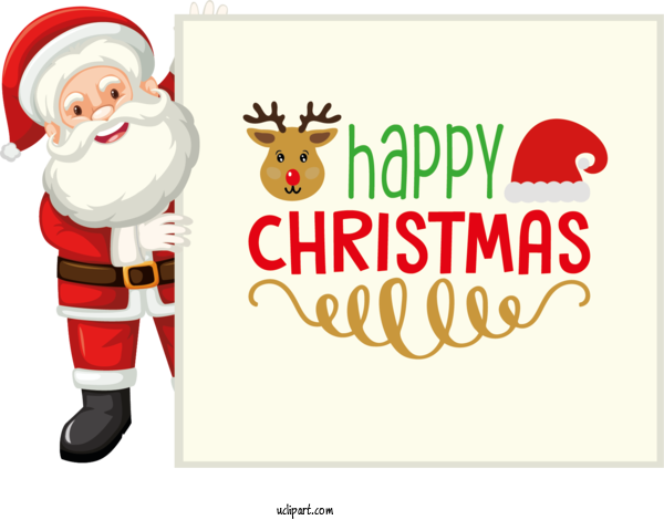 Free Holidays Christmas Day Reindeer Santa Claus For Christmas Clipart Transparent Background
