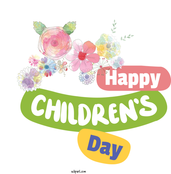 Free Holidays Cut Flowers Logo Design For Children's Day Clipart Transparent Background