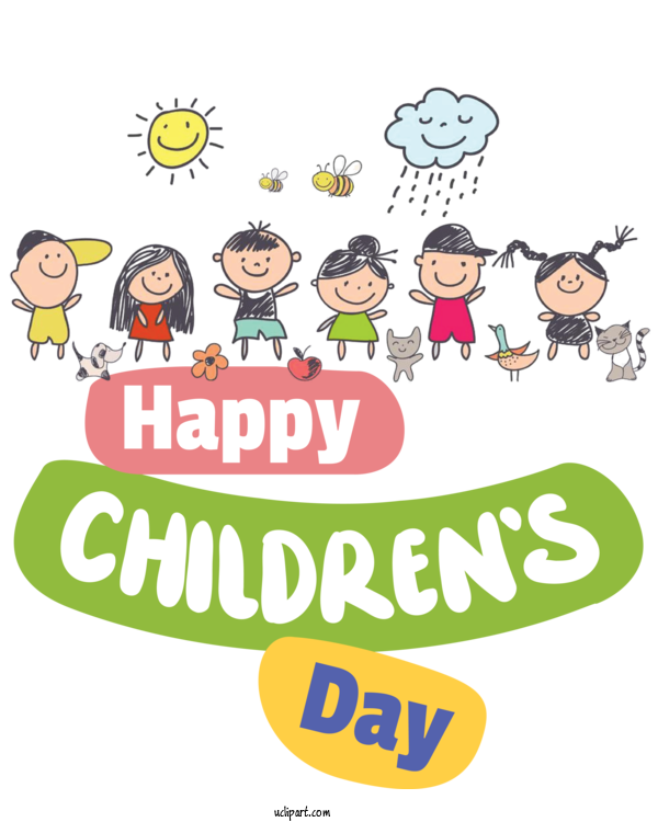 Free Holidays Human Cartoon Logo For Children's Day Clipart Transparent Background