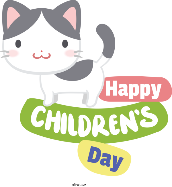Free Holidays Cat Cat Like Logo For Children's Day Clipart Transparent Background