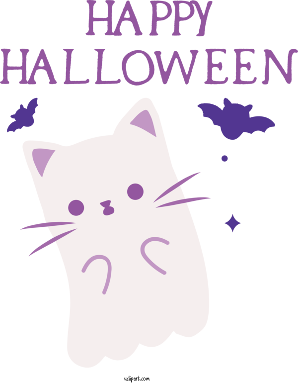 Free Holidays Cat Kitten Whiskers For Halloween Clipart Transparent Background