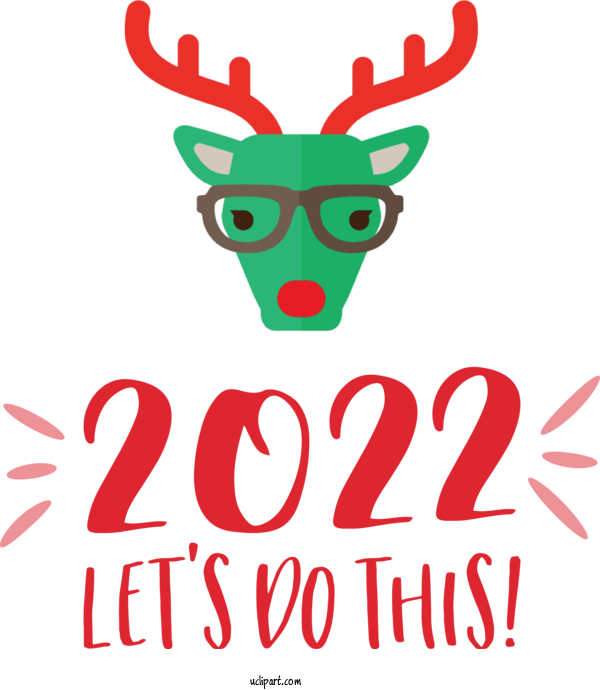 Free Holidays Reindeer Deer Logo For New Year 2022 Clipart Transparent Background