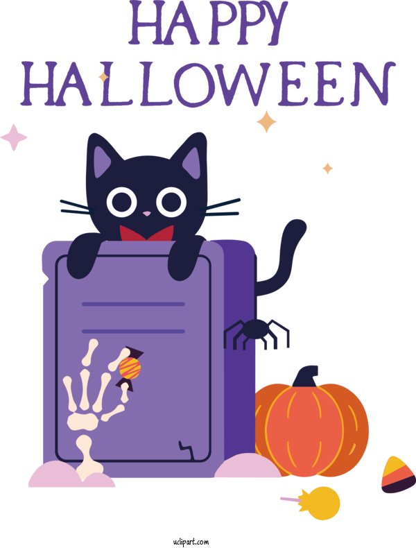 Free Holidays Cat Whiskers Design For Halloween Clipart Transparent Background